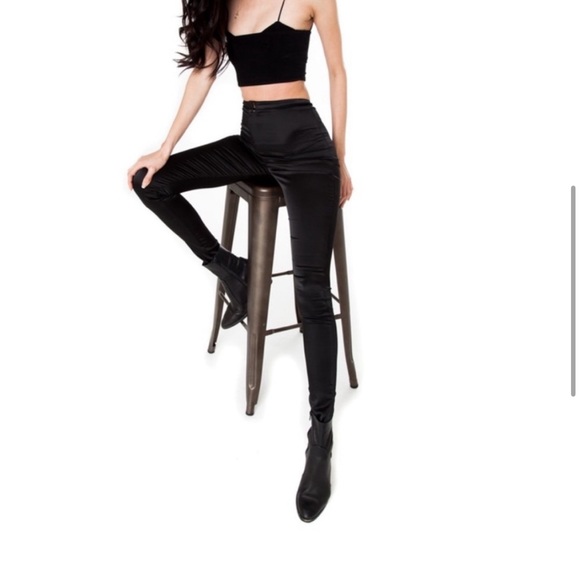 ARE YOU AM I AYAI Satin high waisted stretch Lilt pants M black - Picture 5 of 8